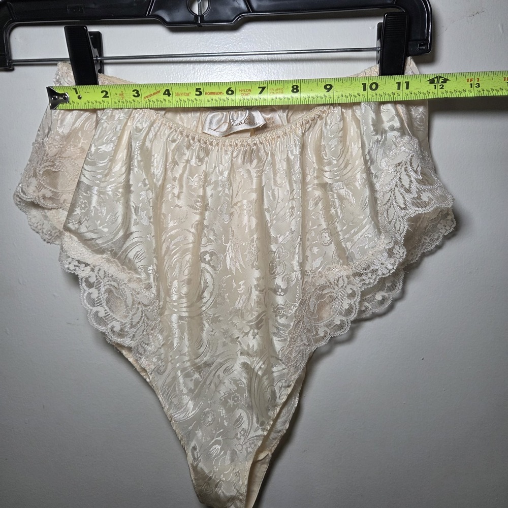 Jacquard Lace Cami Sequin Slip Top & Bottom Set Small Y2K Coquette Fairy Bride - Picture 9 of 13